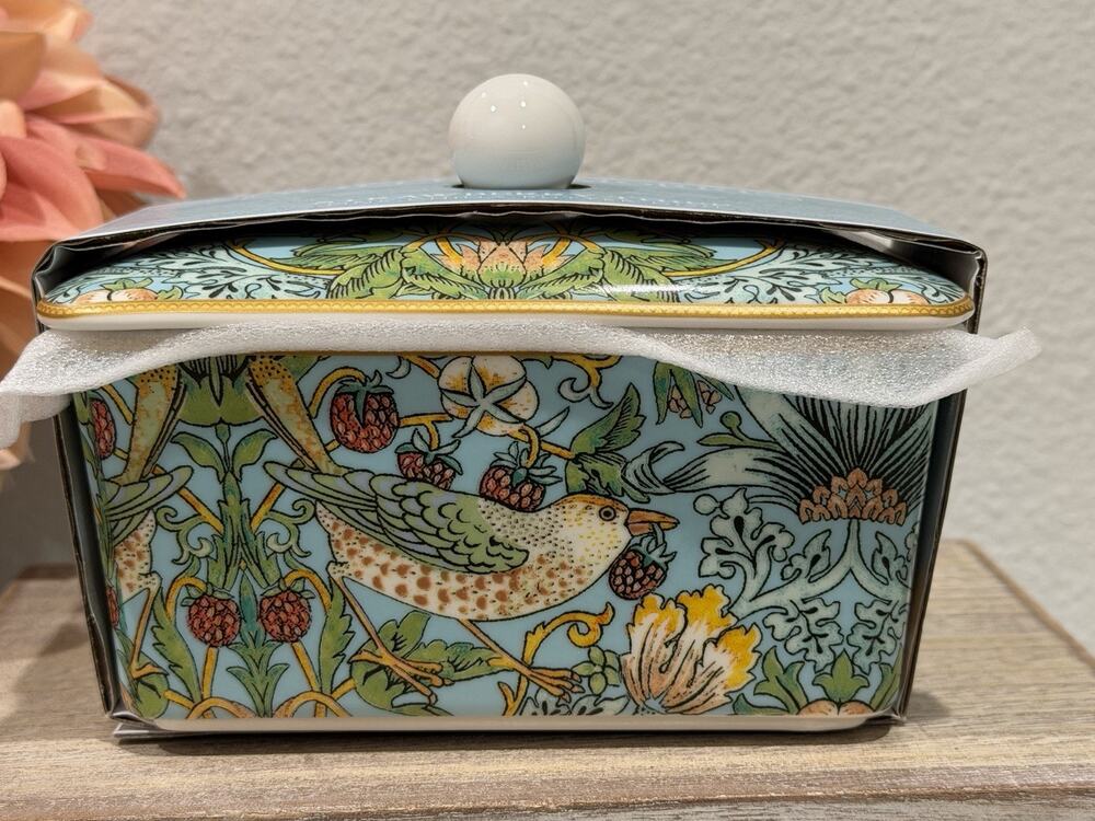 William Morris Strawberry Thief Fine China Butter Dish